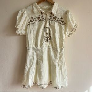 Kimchi Blue Urban Outfitters Cotton Eyelet Embroidered Mini Dress Cream L
